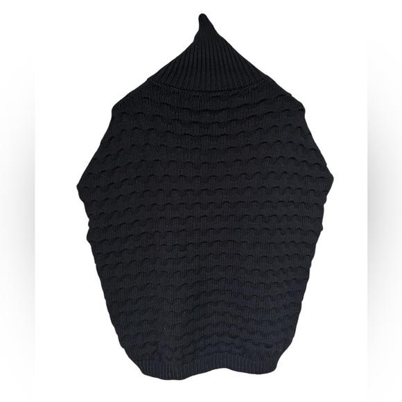 Moncler Virgin Wool Turtleneck Poncho Cape Sweater in Black Size Medium - Picture 6 of 13